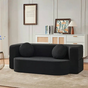 Foldable Bed Modular Retro Arm Compressed Sofa - Black - 100x60x60cm - Compressed Sofa