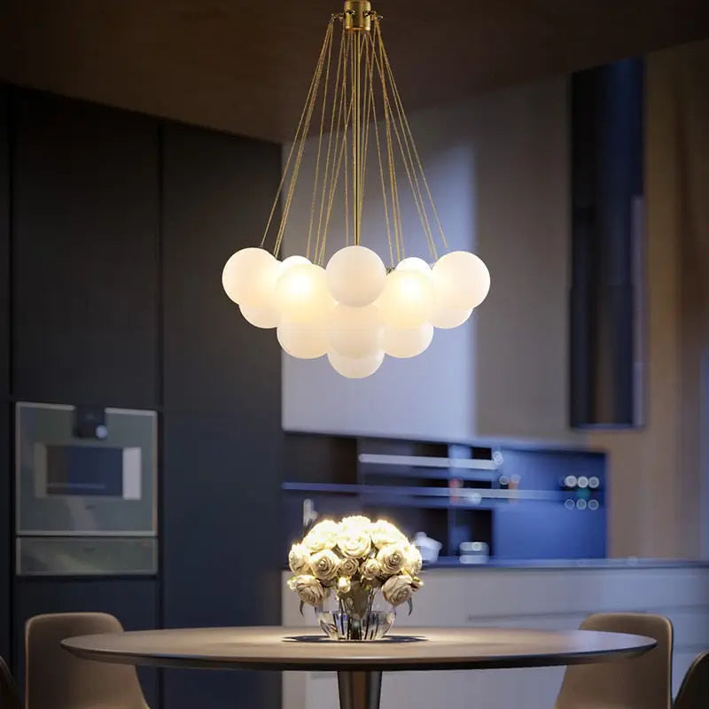 Frosted Glass Ball Chandelier Lamp - Hanging Light