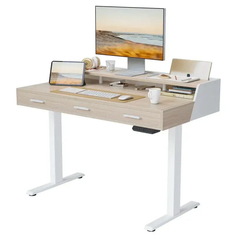 Full Surround Triple Drawer Electric Standing Desk