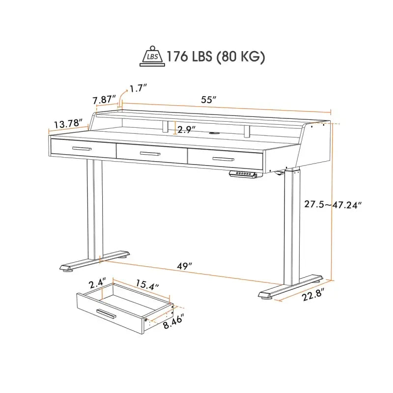 Full Surround Triple Drawer Electric Standing Desk