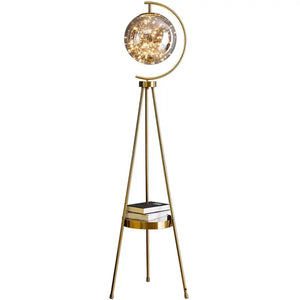 Globe Clear Smoky Glass Round Standing Light - Lamps