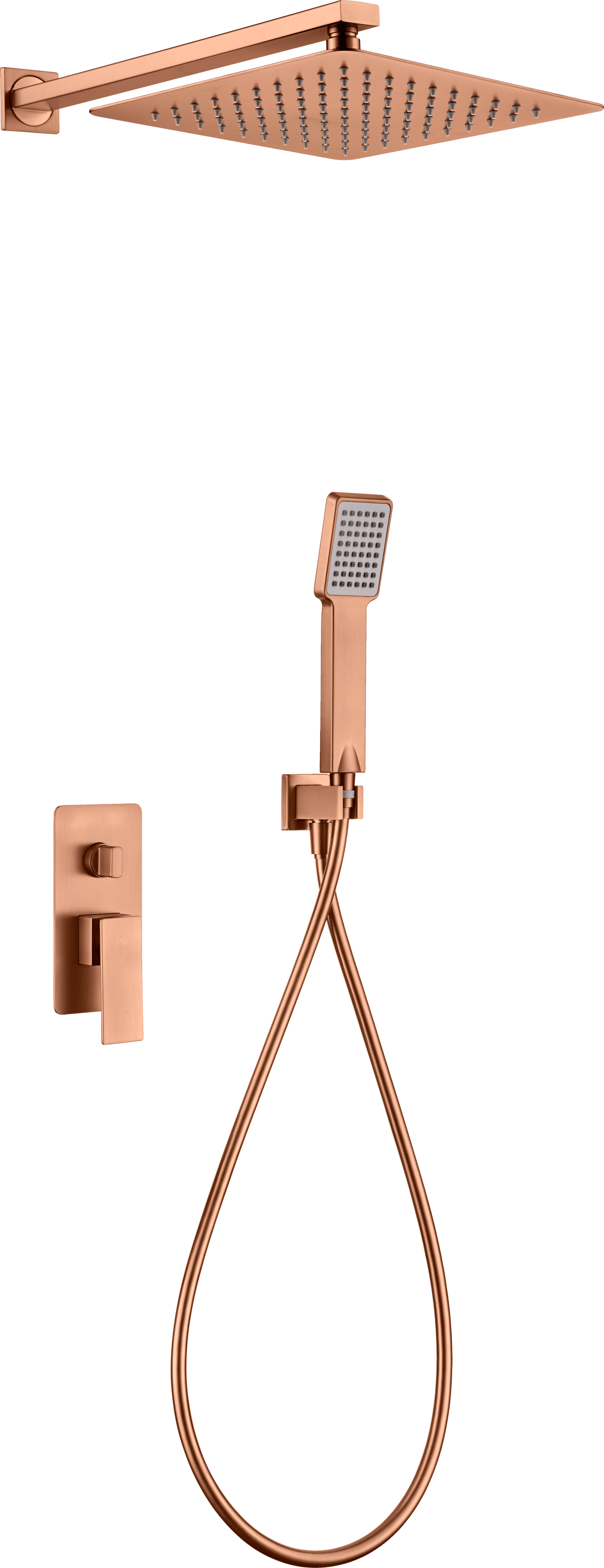 Conjunto Ducha Monomando Empotrado Pisa Oro Rosa Cepillado