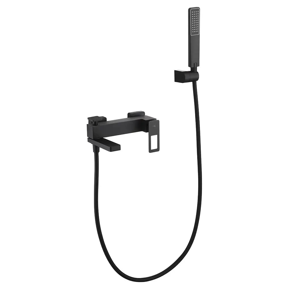 Matte black modern shower faucet set with sleek contemporary design