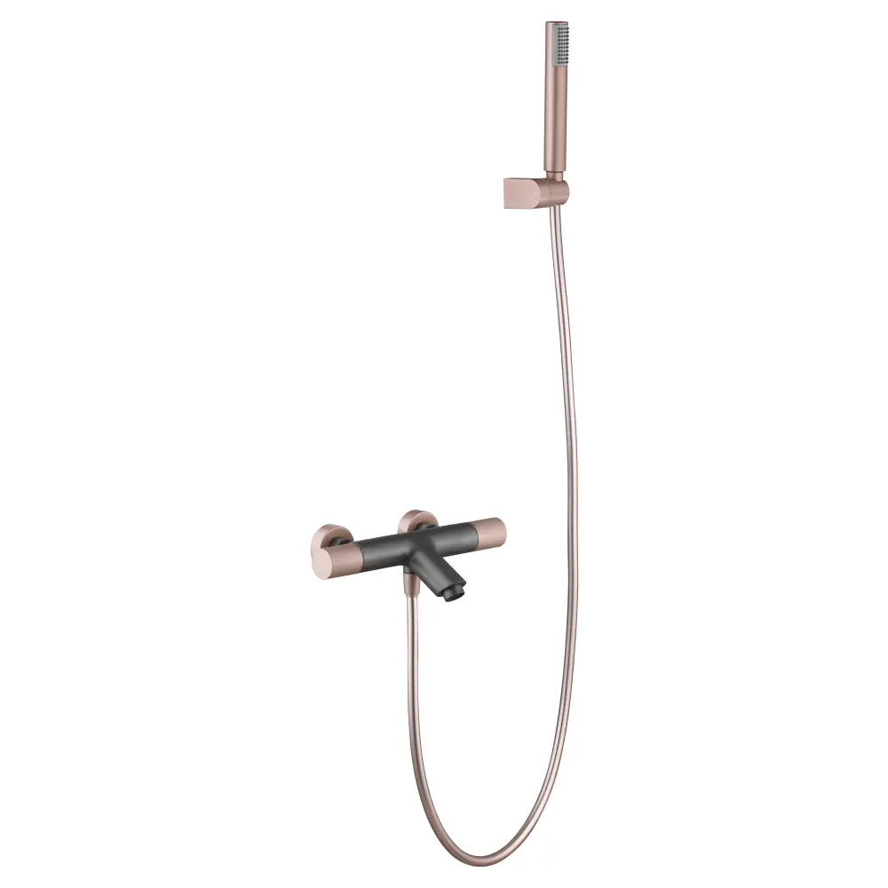 Champagne gray thermostatic shower faucet set with modern design and chrome finish