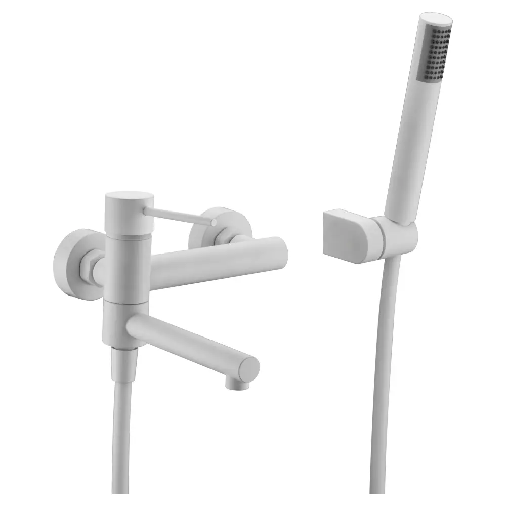 Matte white modern minimalist shower faucet set with sleek design