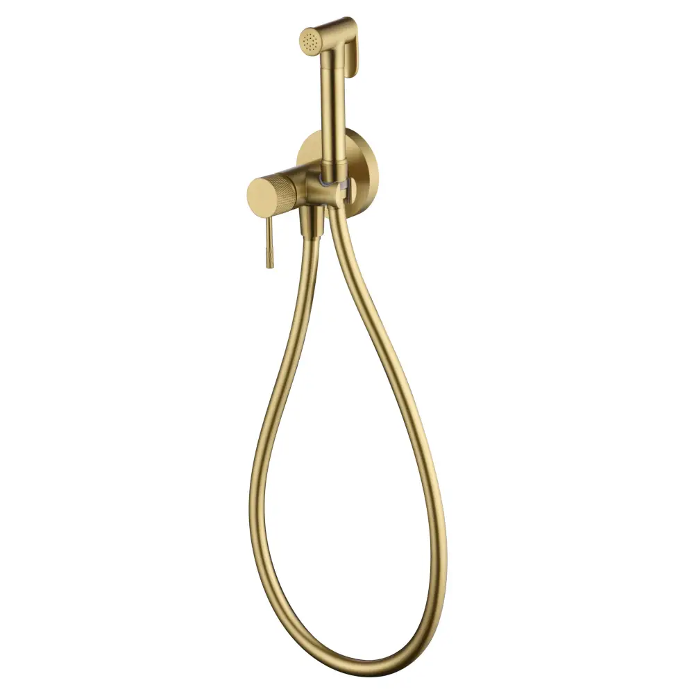 Brushed gold modern bidet faucet with sleek chrome finish design