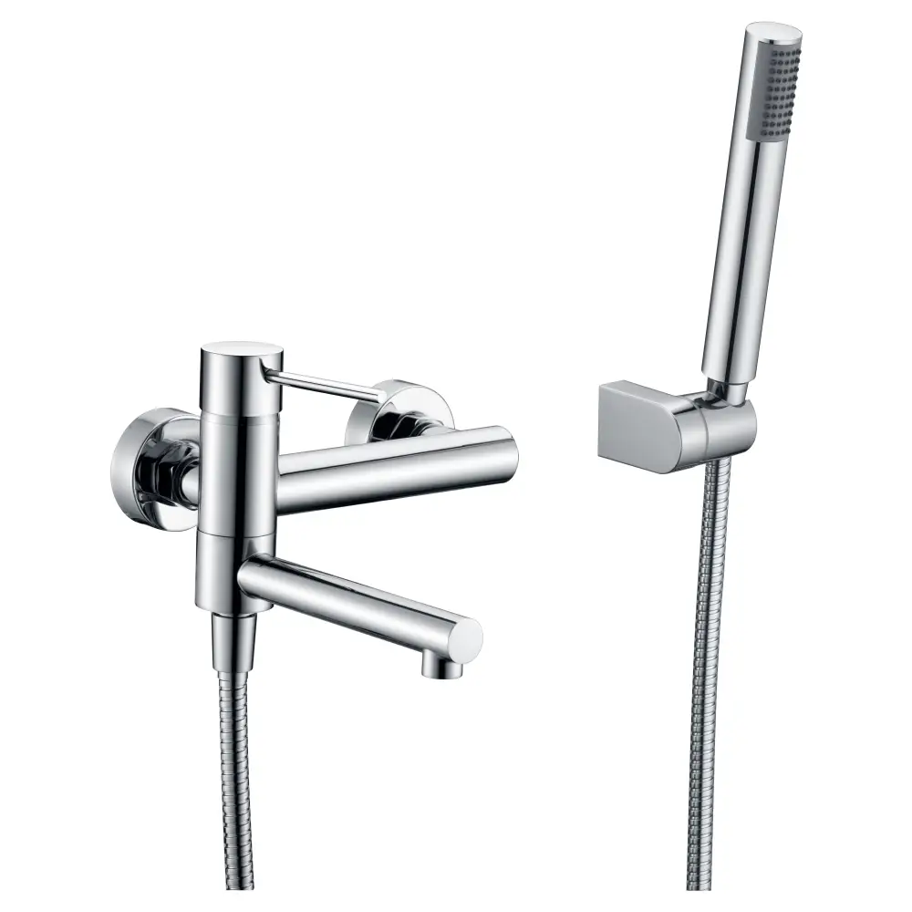 Chrome modern shower faucet set with sleek bathroom design