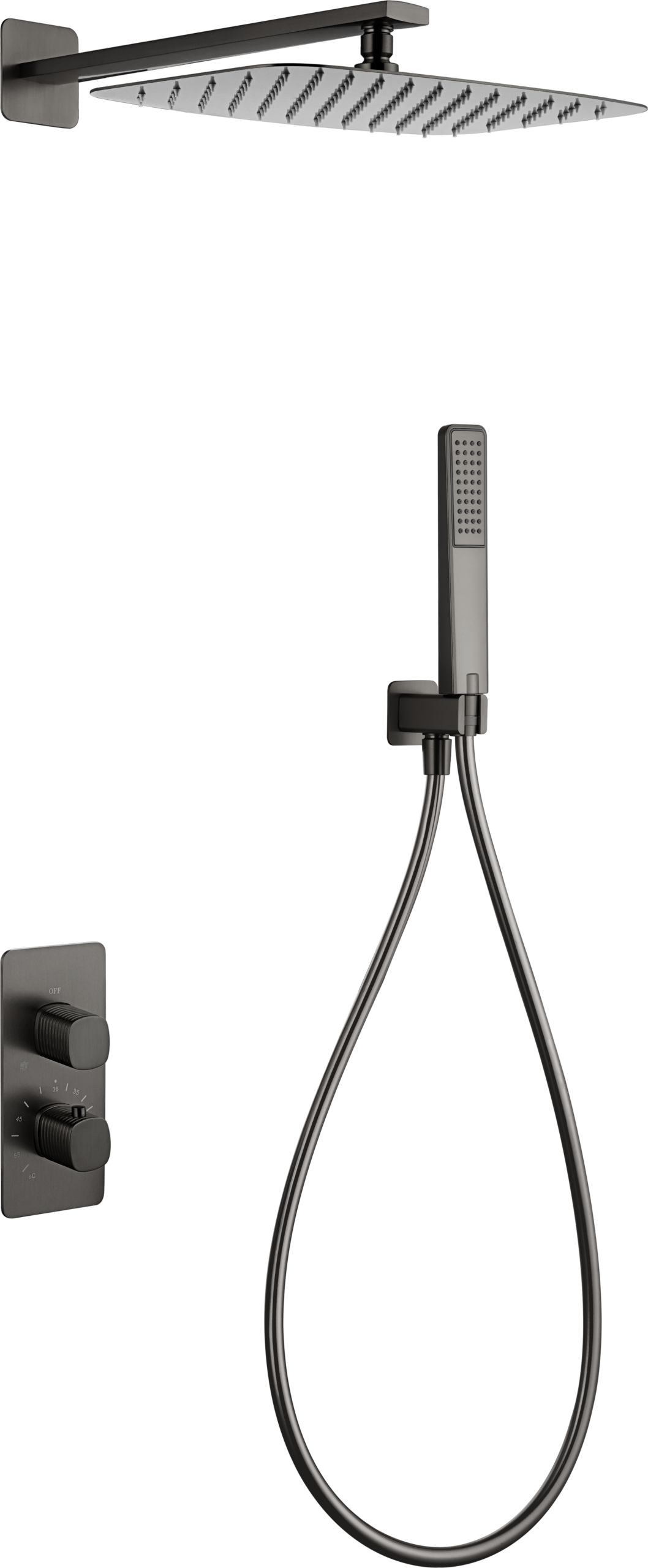 Firenze Black Gun Metal Concealed Thermostatic Shower Set, main product view