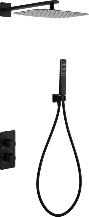 Firenze Matte Black Concealed Thermostatic Shower Set, main product view