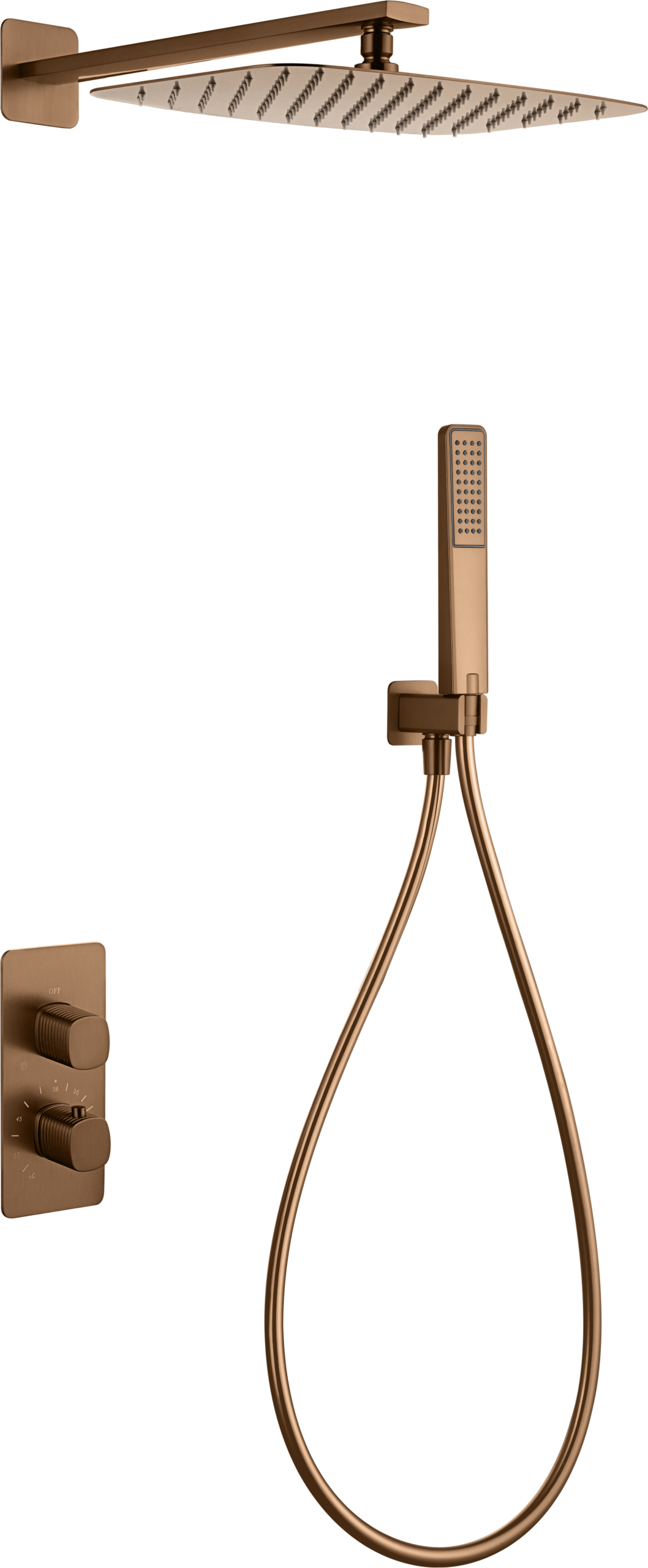 Firenze Brushed Rose Gold Concealed Thermostatic Shower Set, main product view