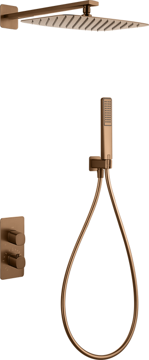 Firenze Brushed Rose Gold Concealed Thermostatic Shower Set, main product view