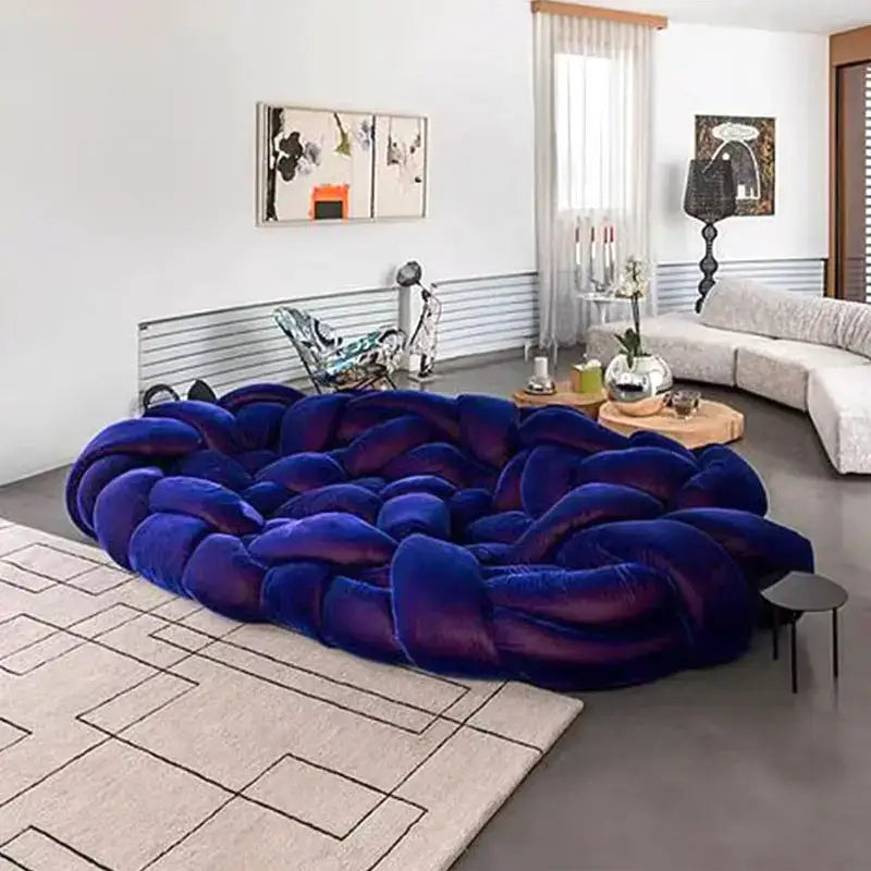 Compressed Hand Woven Craft Velvet Braid Sofa - 110 x 120 x 65cm - Compressed Sofa