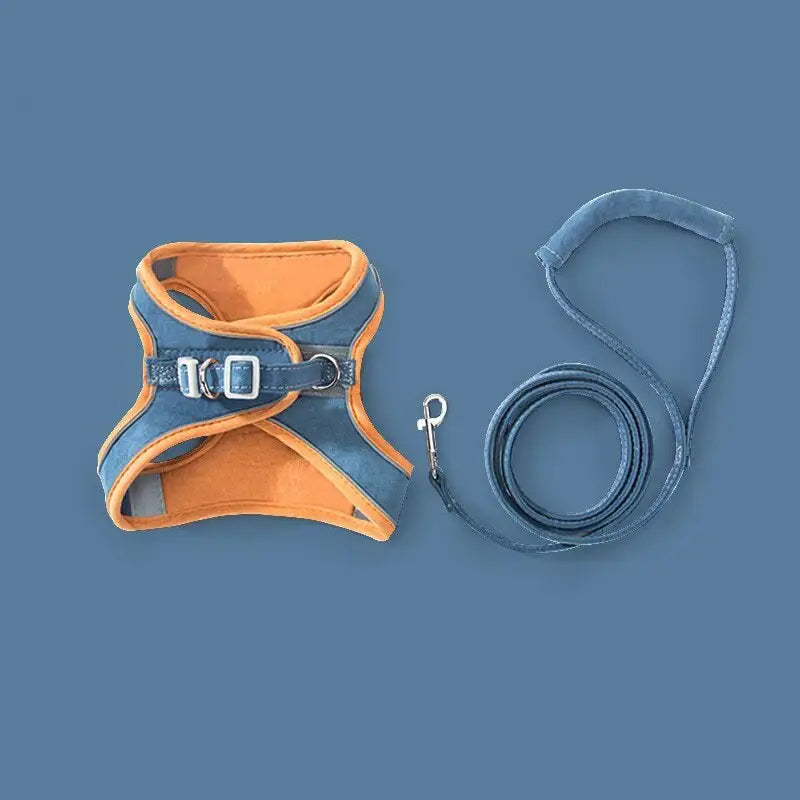 Harness and Leash Soft Padded Chest Strap Pet - Blue / S - Harness Pet