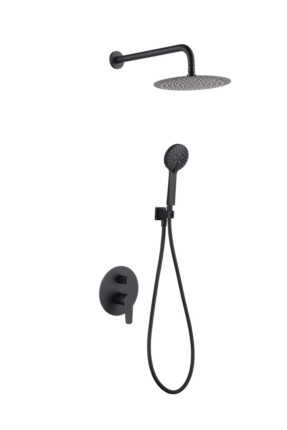 Conjunto De Ducha Empotrado Monomando Belgica Negro Mate