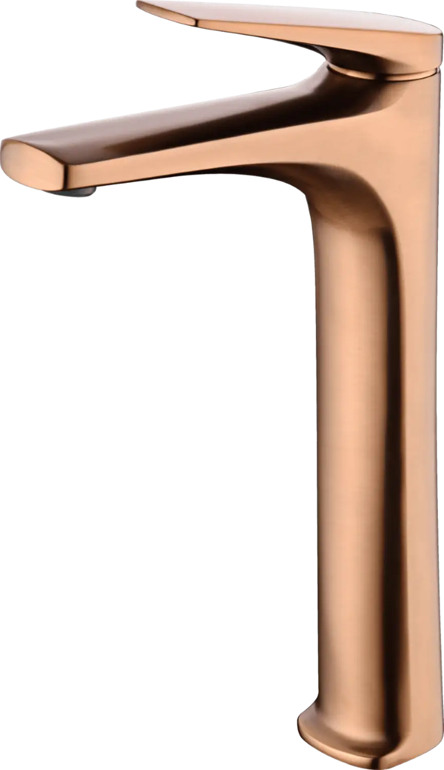 Monomando Lavabo Alto Delos Oro Rosa Cepillado