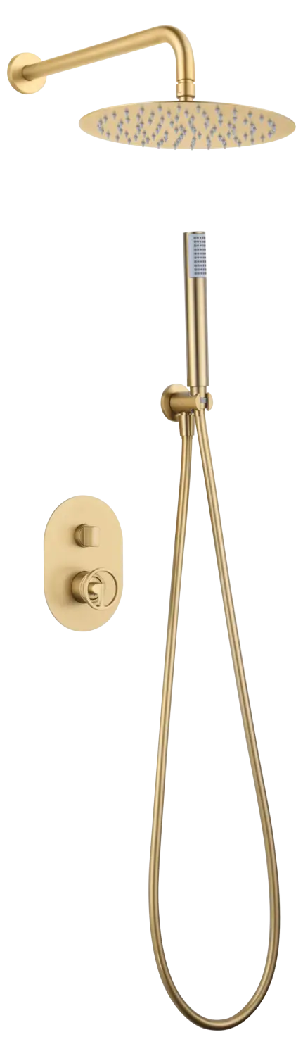 Conjunto Ducha Monomando Empotrado Olimpo Oro Cepillado