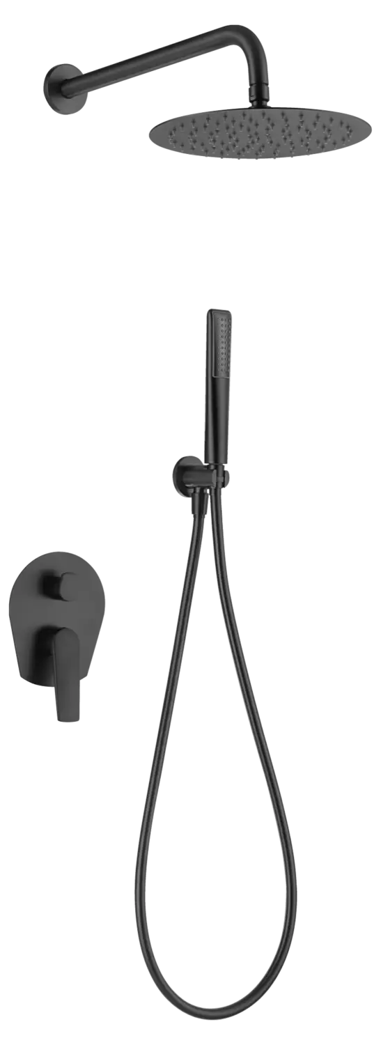 Conjunto Ducha Monomando Empotrado Delos Negro Mate