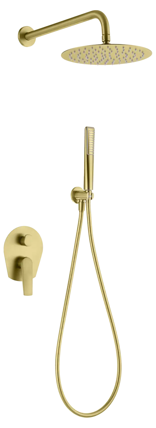 Conjunto Ducha Monomando Empotrado Delos Oro Cepillado