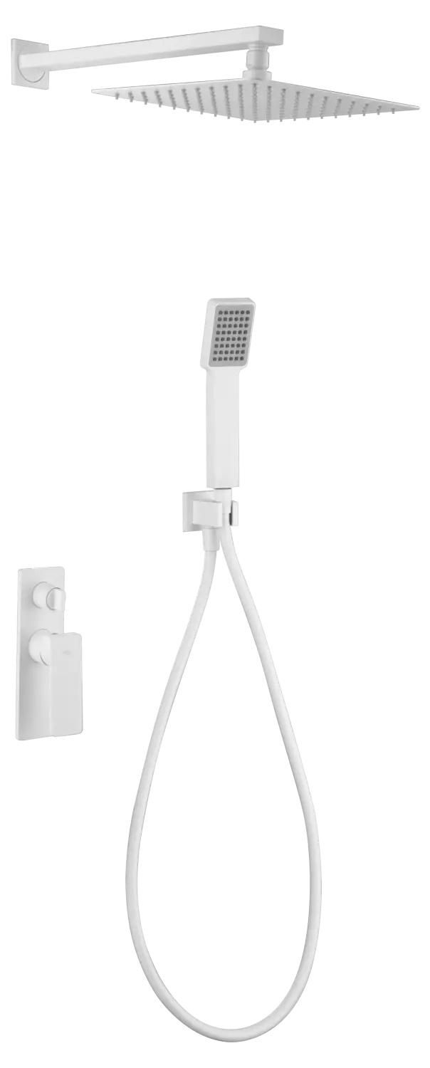 Conjunto Ducha Monomando Empotrado Fiyi Blanco Mate
