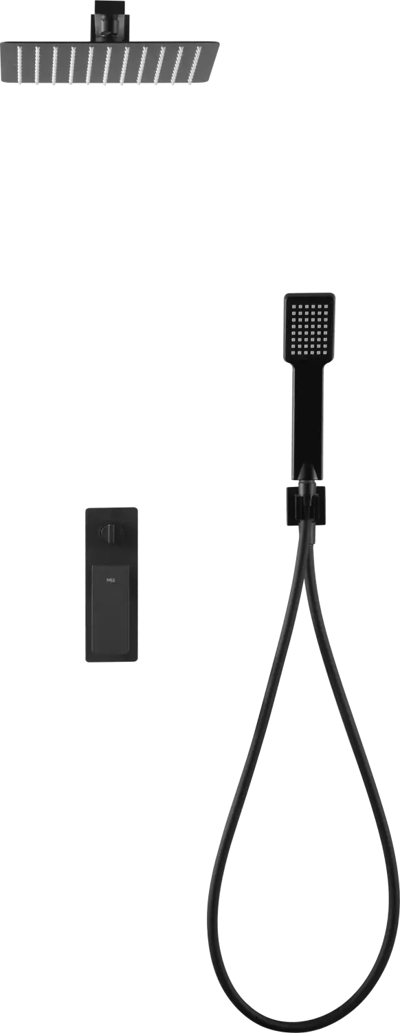 Conjunto Ducha Monomando Empotrado Fiyi Negro Mate