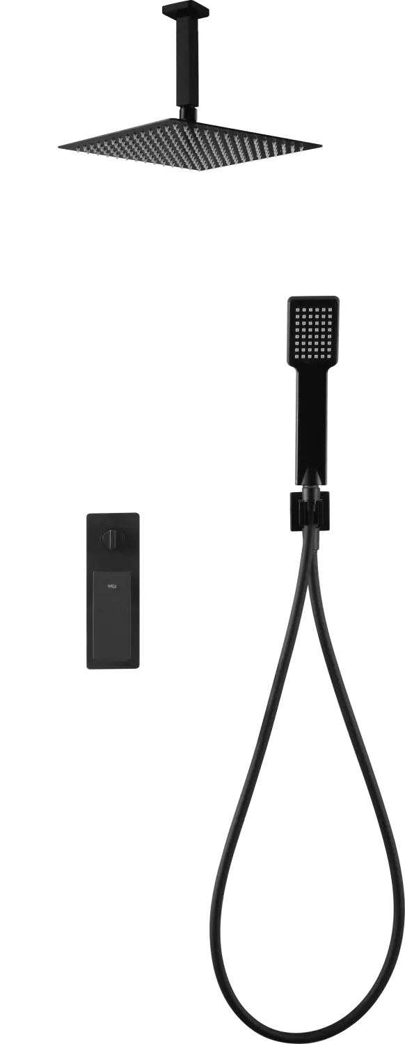 Conjunto Ducha Monomando Empotrado Nadi Negro Mate