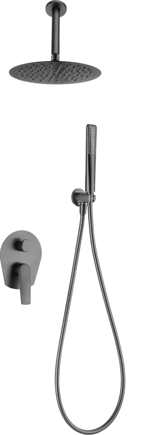Conjunto Ducha Monomando Empotrado Paros Black Gun