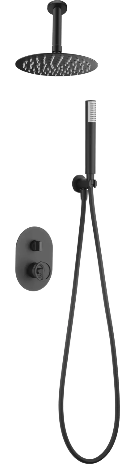 Conjunto Ducha Monomando Empotrado Vesubio Negro Mate