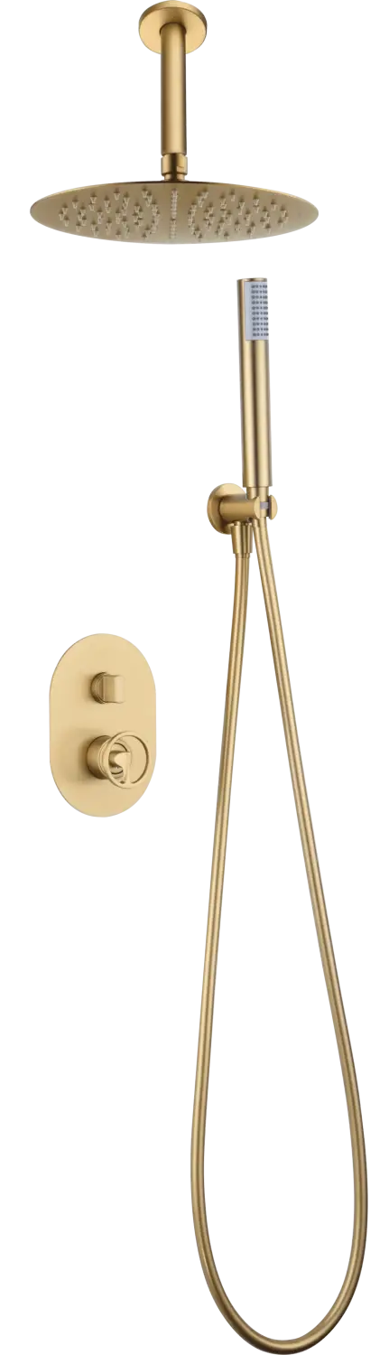 Conjunto Ducha Monomando Empotrado Vesubio Oro Cepillado