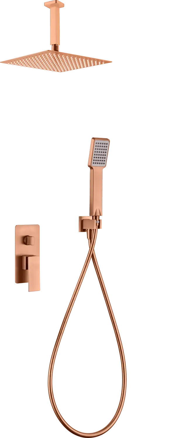 Conjunto Ducha Monomando Empotrado Catania Oro Rosa Cepillado