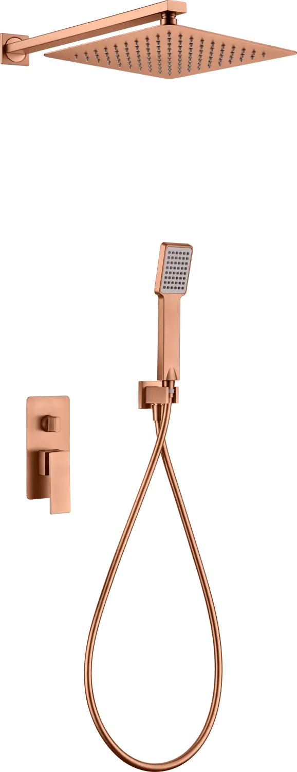 Conjunto Ducha Monomando Empotrado Pisa Oro Rosa Cepillado