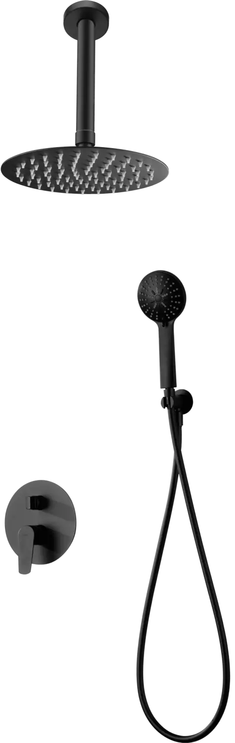 Conjunto De Ducha Empotrado Monomando Bruselas Negro Mate