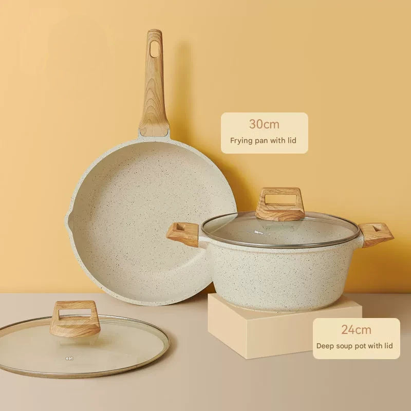 4 Piece Non Stick Cookware Frying Pan Soup Pot Set