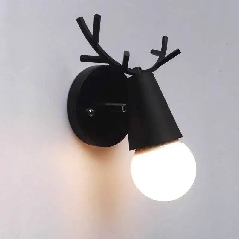 Minimalist Without Shade Wooden Wall Lamp - Black - Wall Lamp