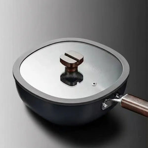 Iron Hand Forged Non Stick Uncoated Wok - Iron pot + lid - 24cm - Cookware set