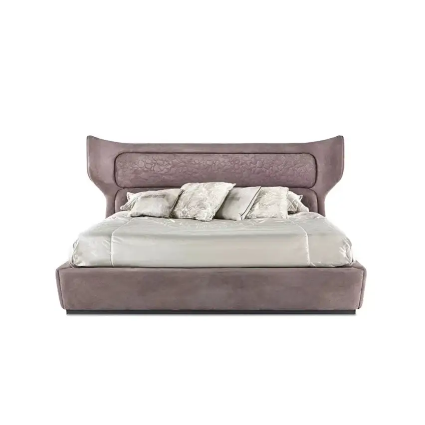 Italian Luxury Headboard PU Leather Soft Bed Frame - Purple / 200 x 200 cm - Bedroom