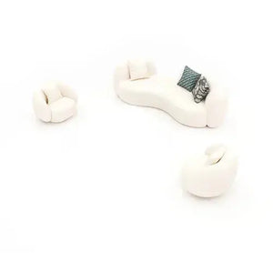 Italian Minimalist Nordic 2 Seater Couch Sofa - Sofa + 2 Accent Chairs - Sofa