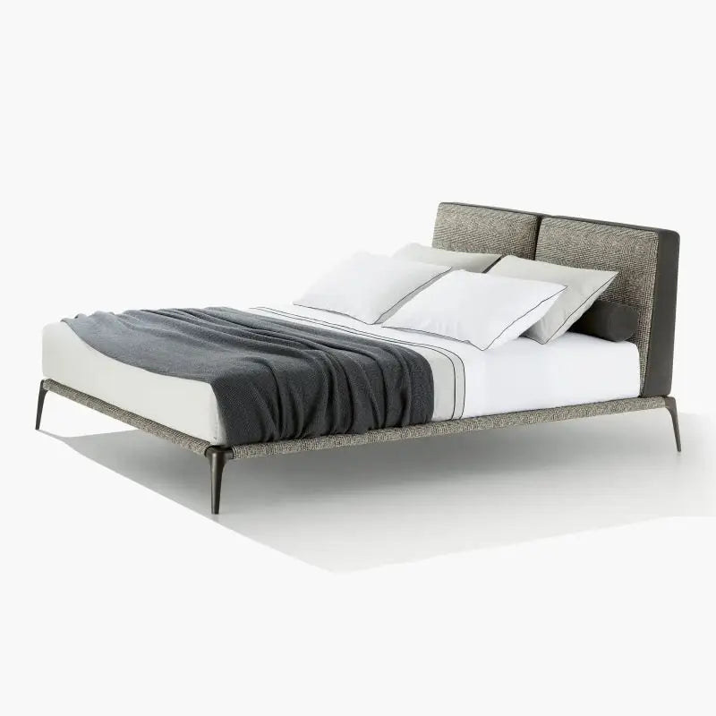 Italian Modern Minimalist High End Bed Frame - Beige - Bedroom