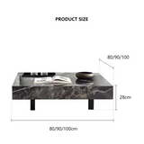 Italian Square Marble Stainless Steel Base Coffee Table - Multifunctional coffee table