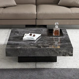 Italian Square Marble Stainless Steel Base Coffee Table - 80cm - Multifunctional coffee table