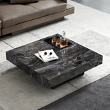 Italian Square Marble Stainless Steel Base Coffee Table - Multifunctional coffee table