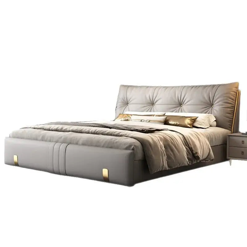 Italian Upholstered Storage High Backrest Double Bed Frame - 180 cm / Bed Frame - Bedroom