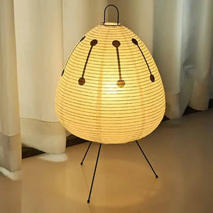Japanese Oval Standing Paper Table Lamp - EU plug / Yellow / 3 Colors Light - Lamp