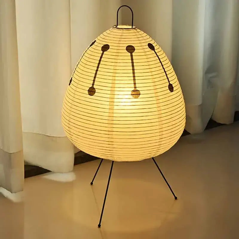 Japanese Oval Standing Paper Table Lamp - EU plug / Yellow / 3 Colors Light - Lamp