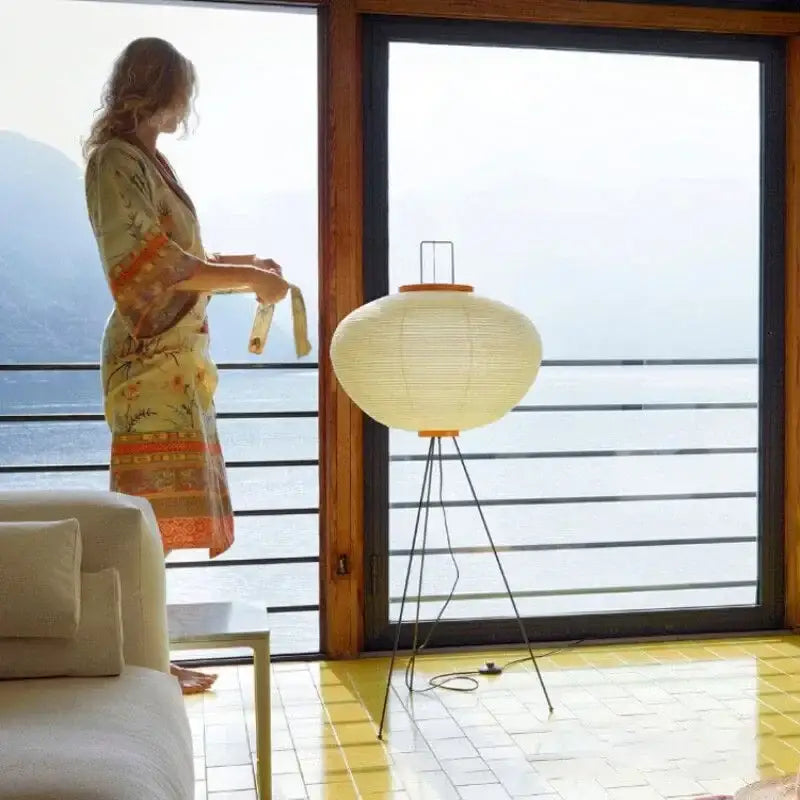 Japanese Paper Standing Light Button Switch Lamp - Lamp