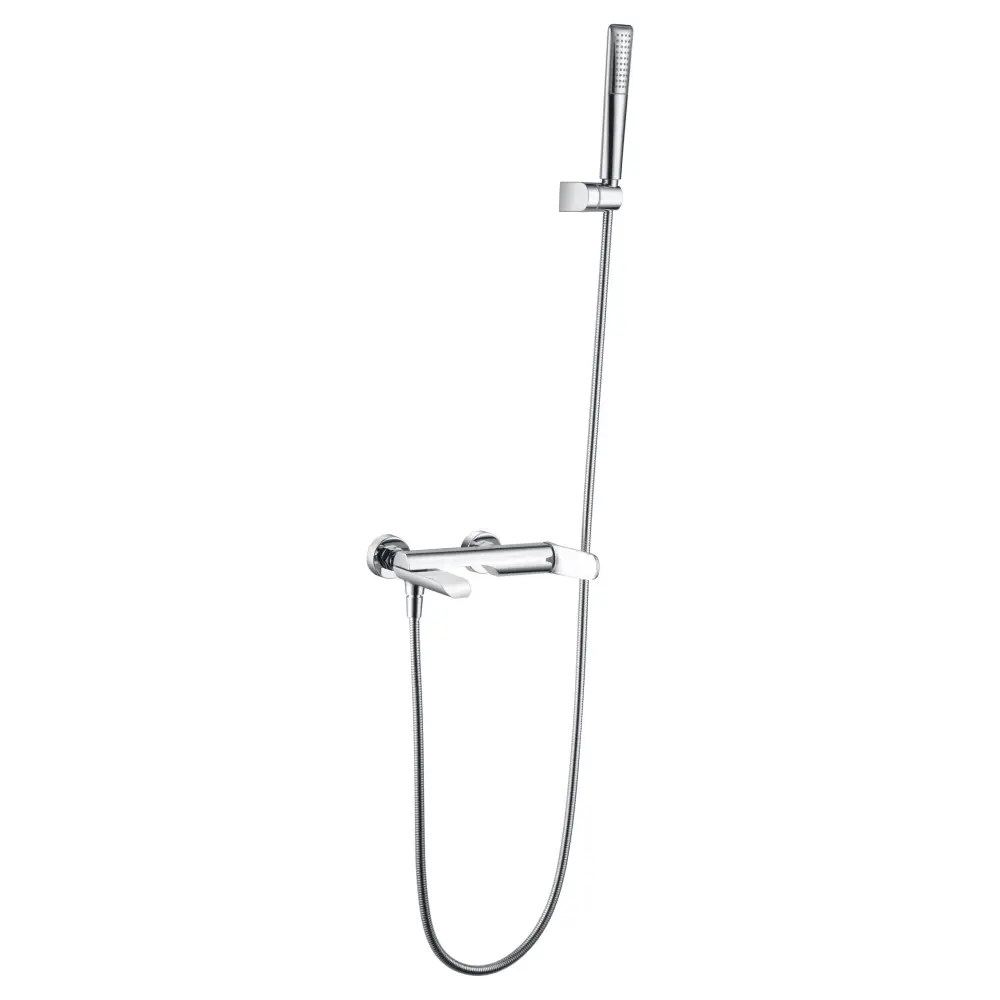 Chrome single-lever shower kit with modern monomando design for bathroom