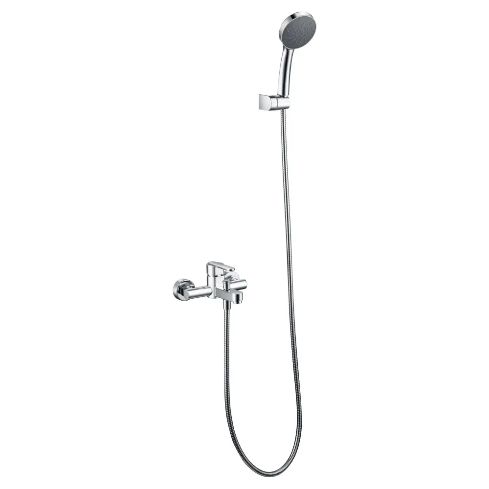 Chrome single handle shower set with modern minimalist design fixture