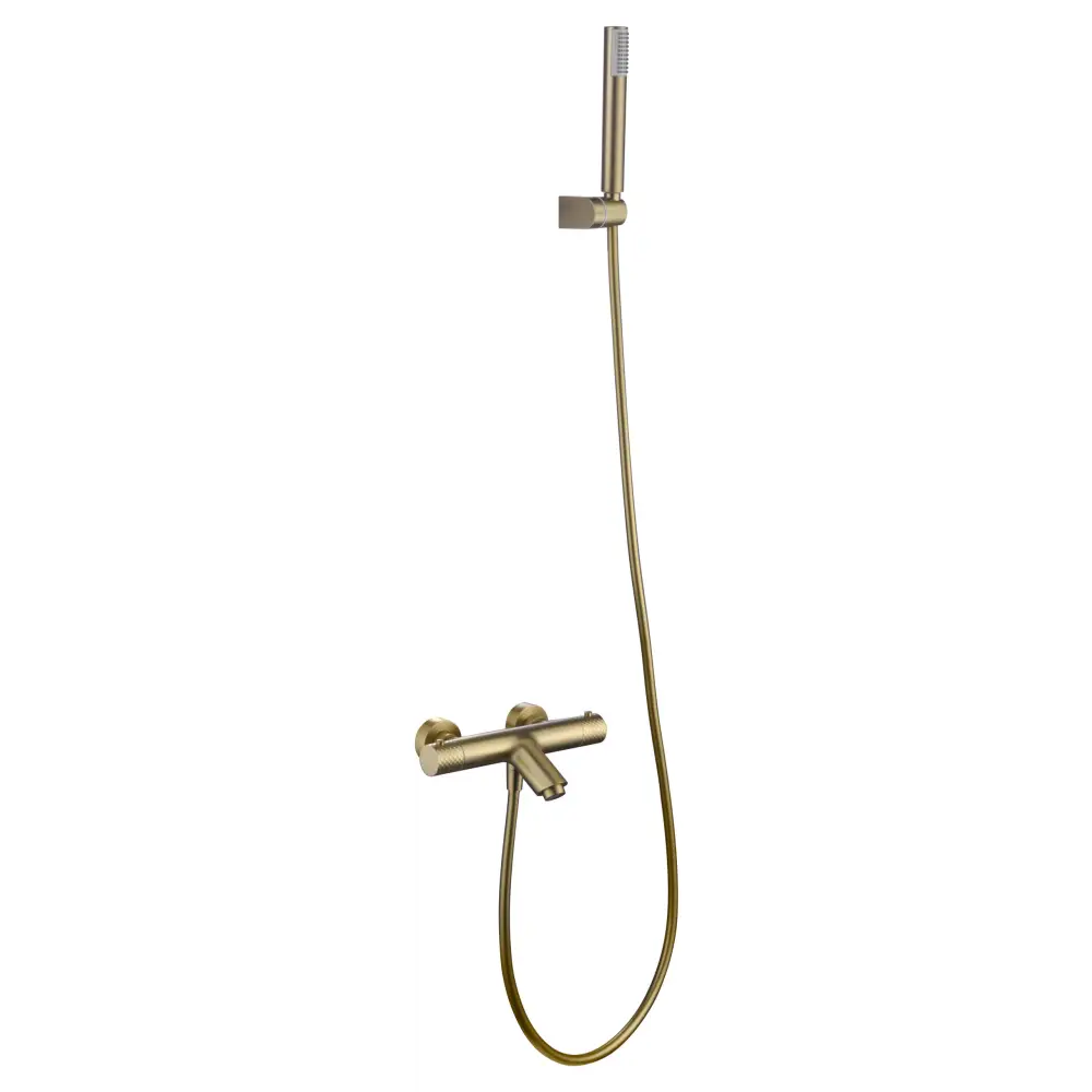 Kit Bath/Shower Thermostatic Genoa Brushed Gold | IMEX - Shower Set