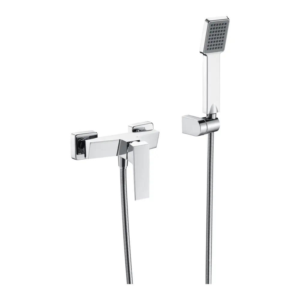 Chrome Single-Lever Shower Kit Modern Brass Design