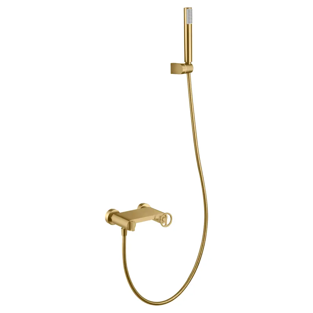 Brushed gold modern single handle shower kit with sleek design