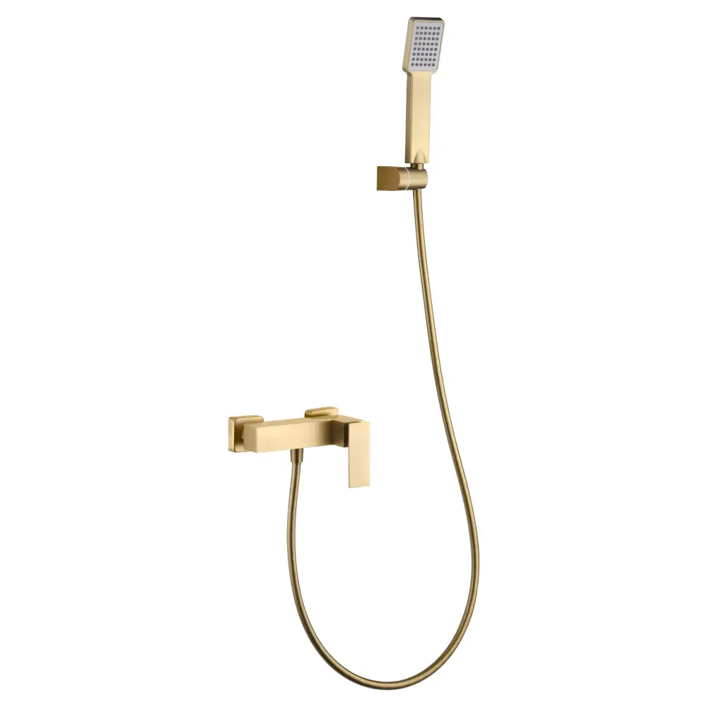 Brushed gold single handle shower kit Pisa series monomando design